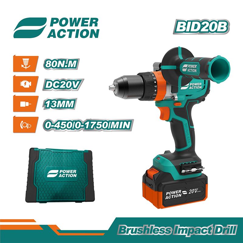 Máy khoan pin Power Action 20V – đi kèm 2 pin, công suất cao