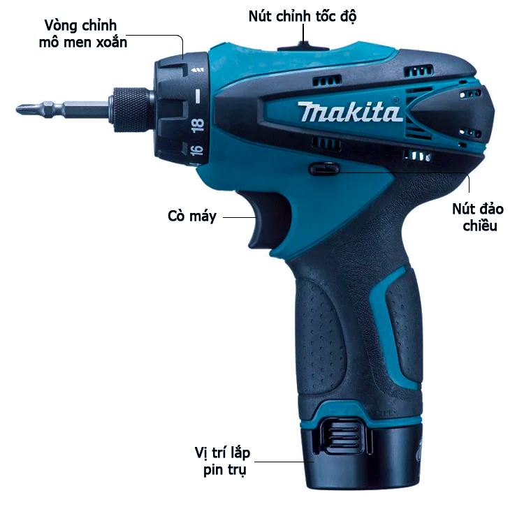 Máy khoan vặn vít Makita DF030DZ dùng pin 10.8V (solo)