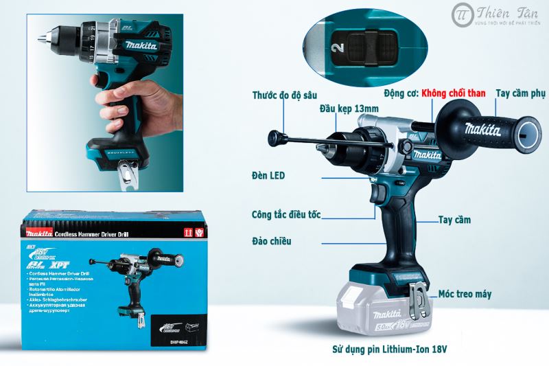 Máy khoan động lực Makita DHP486RTE dùng pin 18V