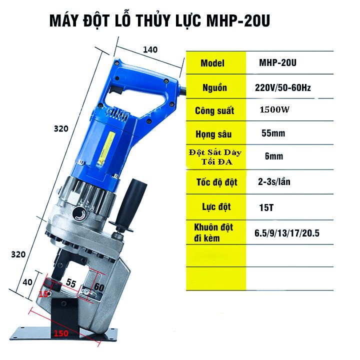 Máy đột lỗ cầm tay dùng điện shinka MHP-20 - U