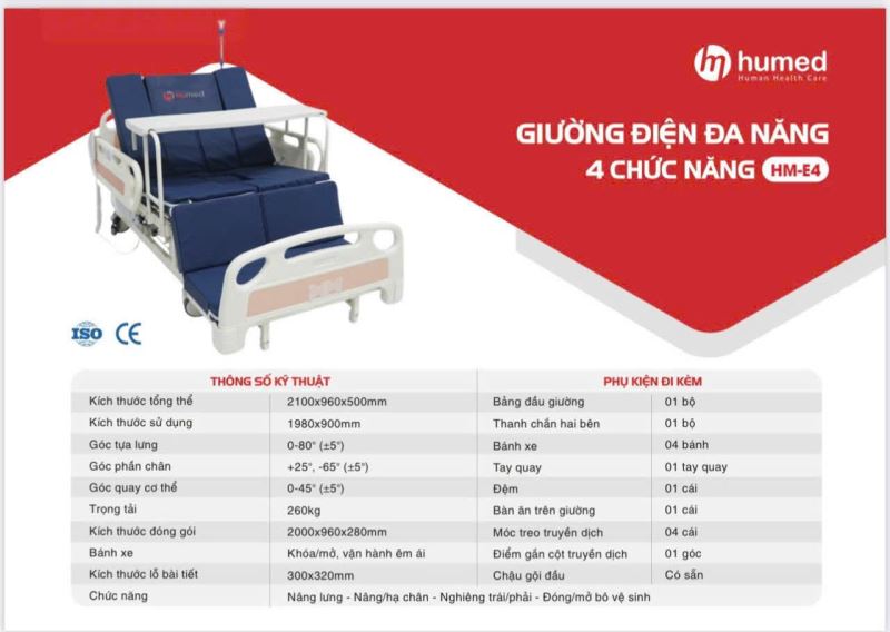 Giường Điện Đa Năng 4 Chức Năng Humed HM-E4